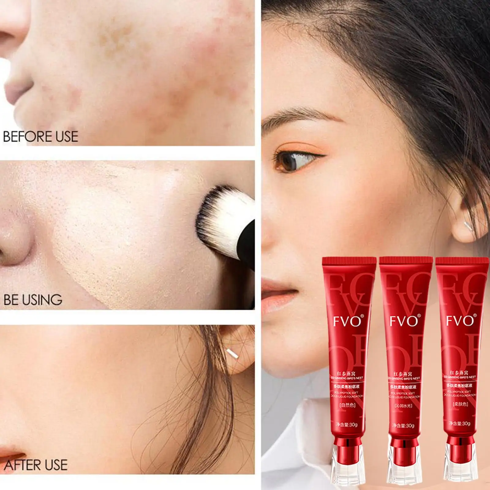 FV Red Diamond Plant Extract Skin Nourishing Liquid Moisturizing Easy Concealer Control Long-lasting Oil Not Foundation Rem