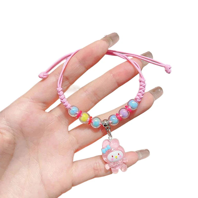 Sanrio Kuromi myloty gelang manik-manik mutiara gelang tenun jimat Anime kartun Perhiasan Pasangan hadiah ulang tahun Hari Valentine