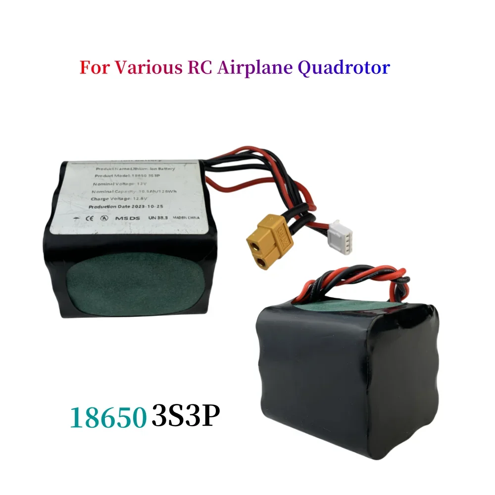 3S3P 12V 10.5Ah 12.6V Haute Capacité UAV Rechargeable Eddie ion Batterie Pour Divers RC Avion Quadrotor XH2.54-4P count60