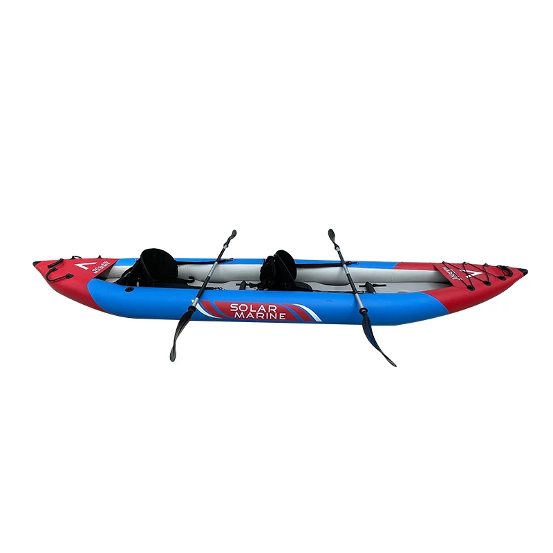 Solar Marine 2 Person Tandem Inflatable Fishing Kayak Includes Aluminum Paddles Pump and Air Mat Floor