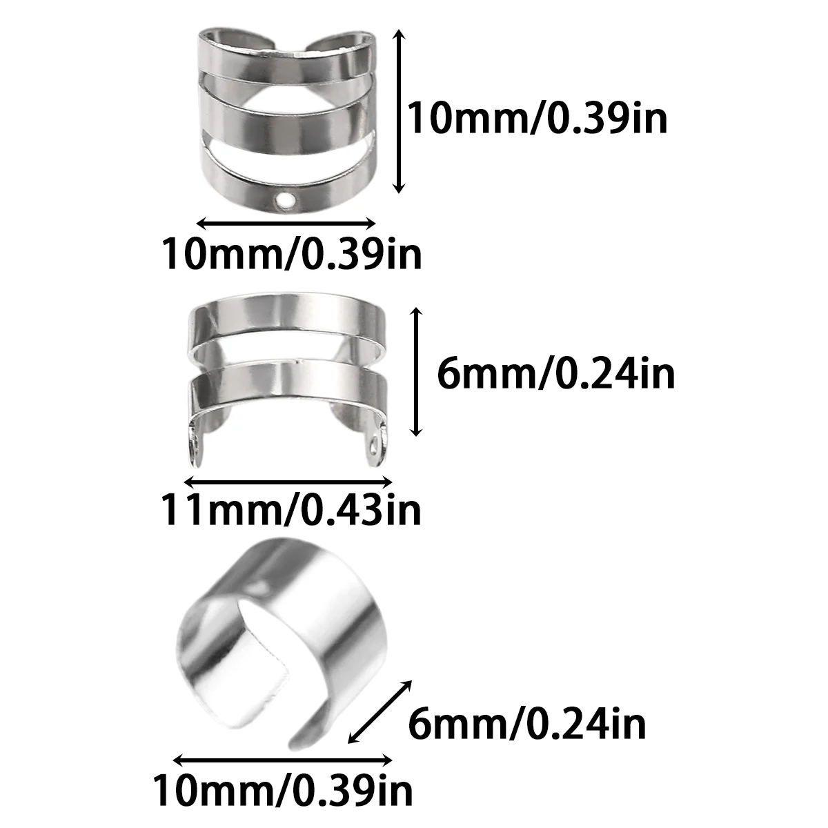 10-11mm Stainless Steel Double/Triple-Wire Earring Clips for DIY Jewelry Making Necklaces Bracelets Pendants Accessories - view 2