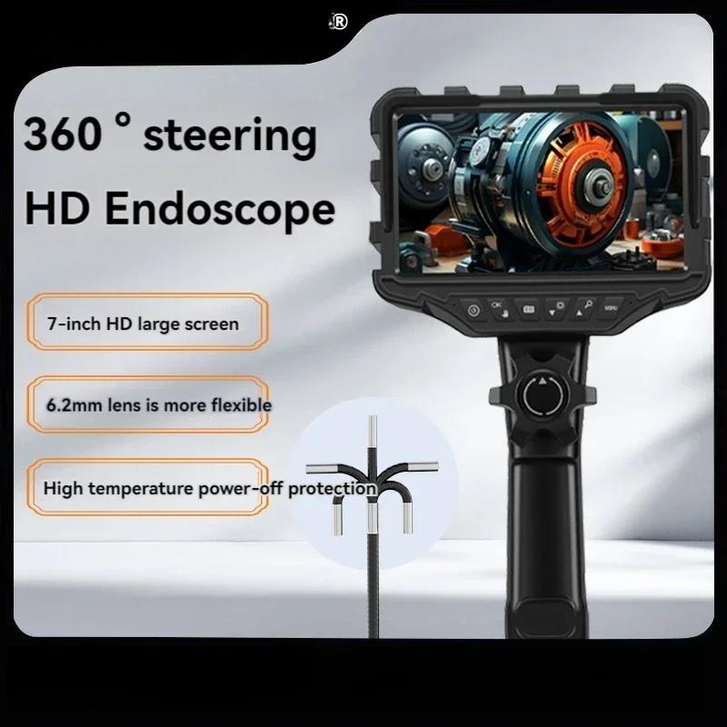 

New 7inch large Screen 360 Degree Steering Endoscope Wide Angle Camera Car Maintenance Engine Carbon Valve Detection