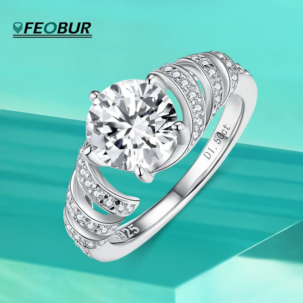 

1.5CT D Colour Moissanite Engagement Ring with GRA Certificate 925 Sterling Silver Promise Wedding Band Luxury Jewelry for Women