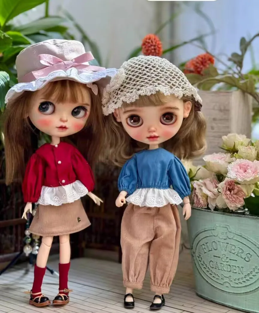 

3 шт. литературная куртка-рубашка Blythe/Landoudou, вельветовая короткая юбка (или брюки), носки (подходят для Lulu,ymy24,Ob22,24,26,zone, Jenny)