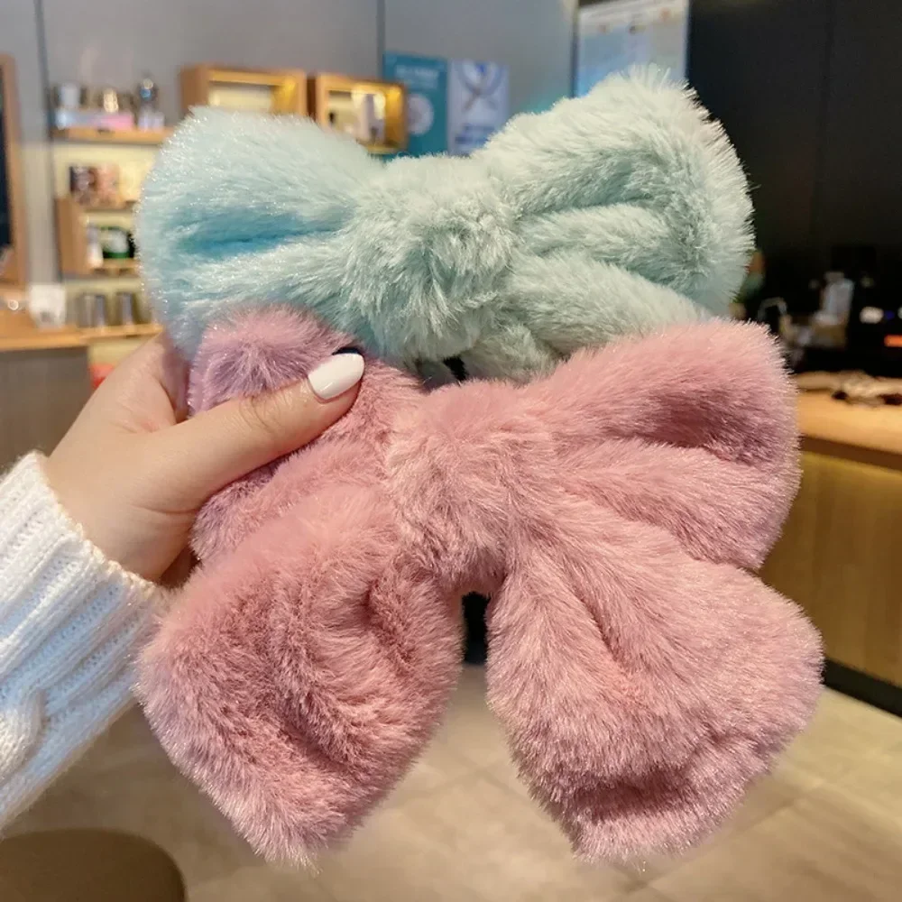 Plush Big Bow Hairpin Velvet Back Head Hairpin Ins Korean Version Headgear Fluffy Clip Top Clip Hair Accessories