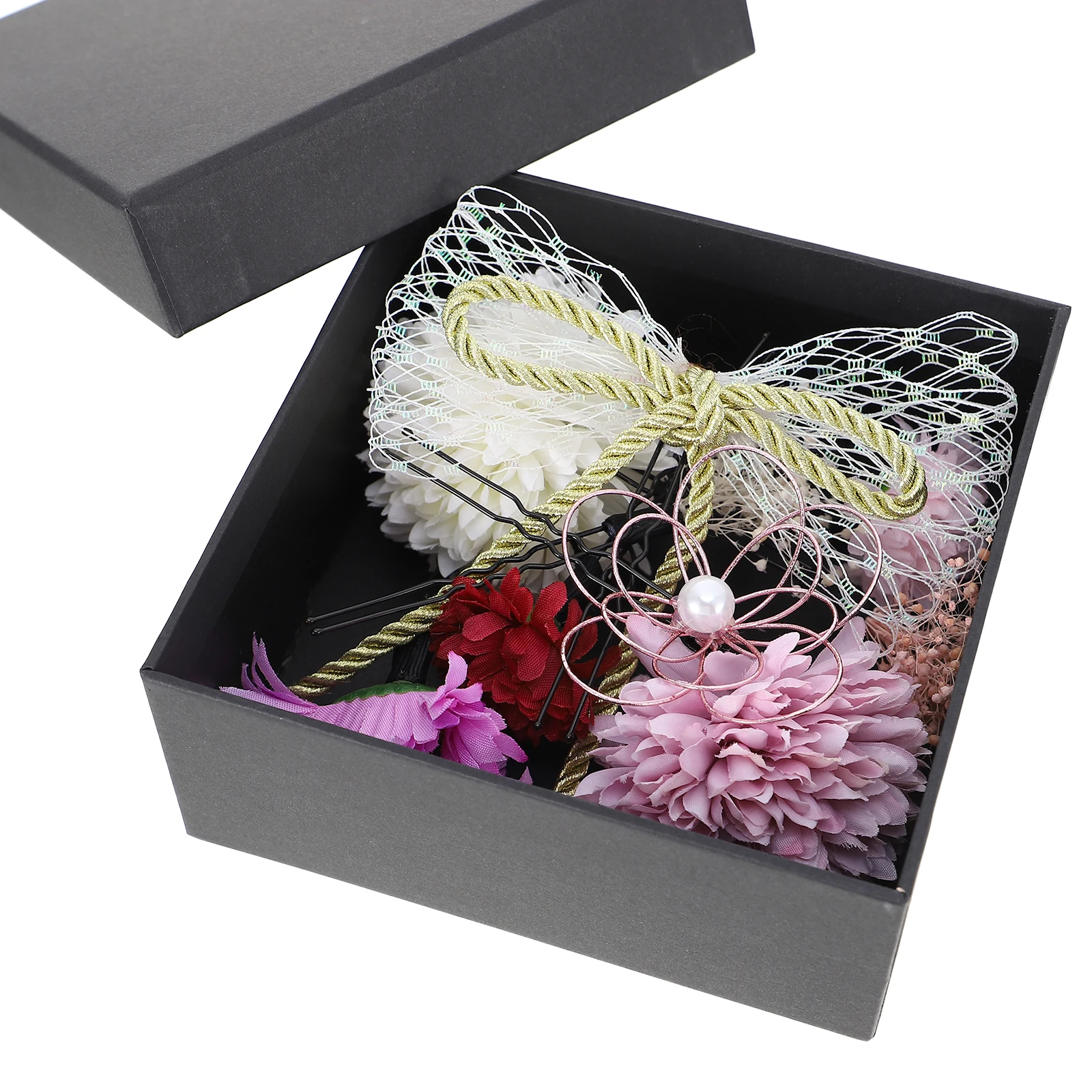 

Plastic Chrysanthemum Headdress Set Purple Flower Hair Decor Kimono Ornament Bridal Party Accessories Long Lasting
