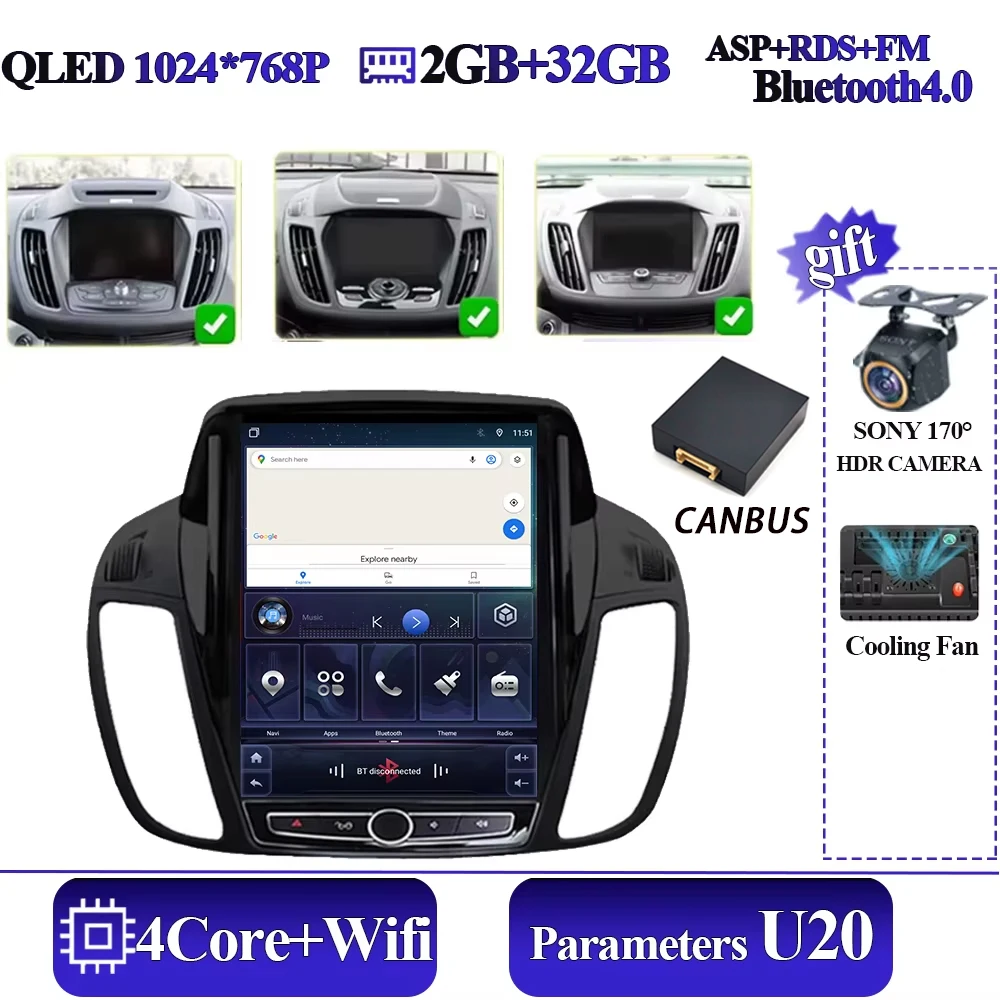 Android 16 autoradio voor Ford Kuga 2 Escape 3 2012-2019 Android 13 autoradio draadloze CarPlay 2 Din GPS navigatie Bluetooth