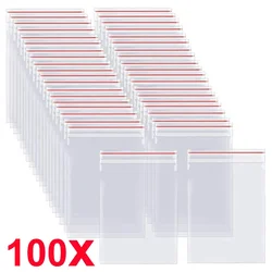 100PCS Transparent Zip Bags Food Jewelry Vacuum Storage Bag Plastic Thicken Reclosable Poly Bags Kitchen Storage Package Bags