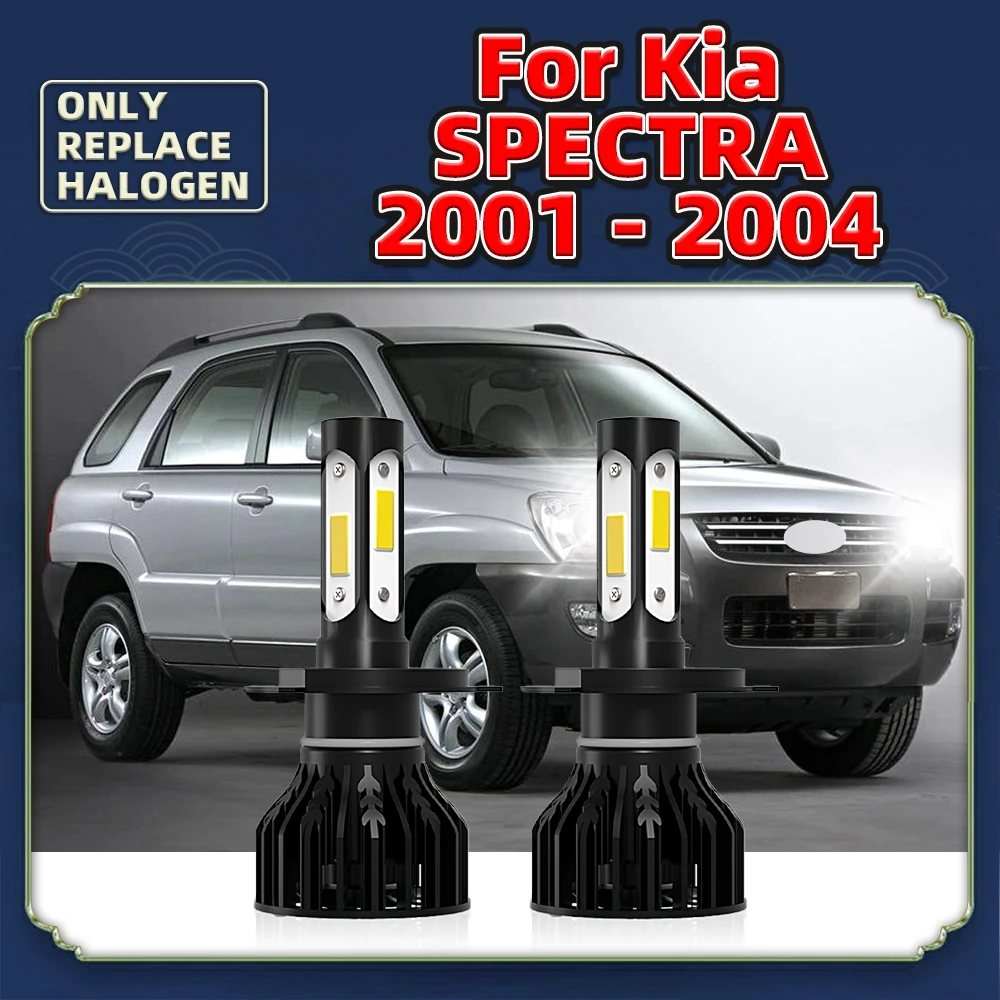 

Car LED Headlight Bulbs H4 Hi Lo Beam 6000K 12V For Kia Spectra 2004 2003 2002 2001 Auto Front Head Lamps with 4-Sides COB Chips