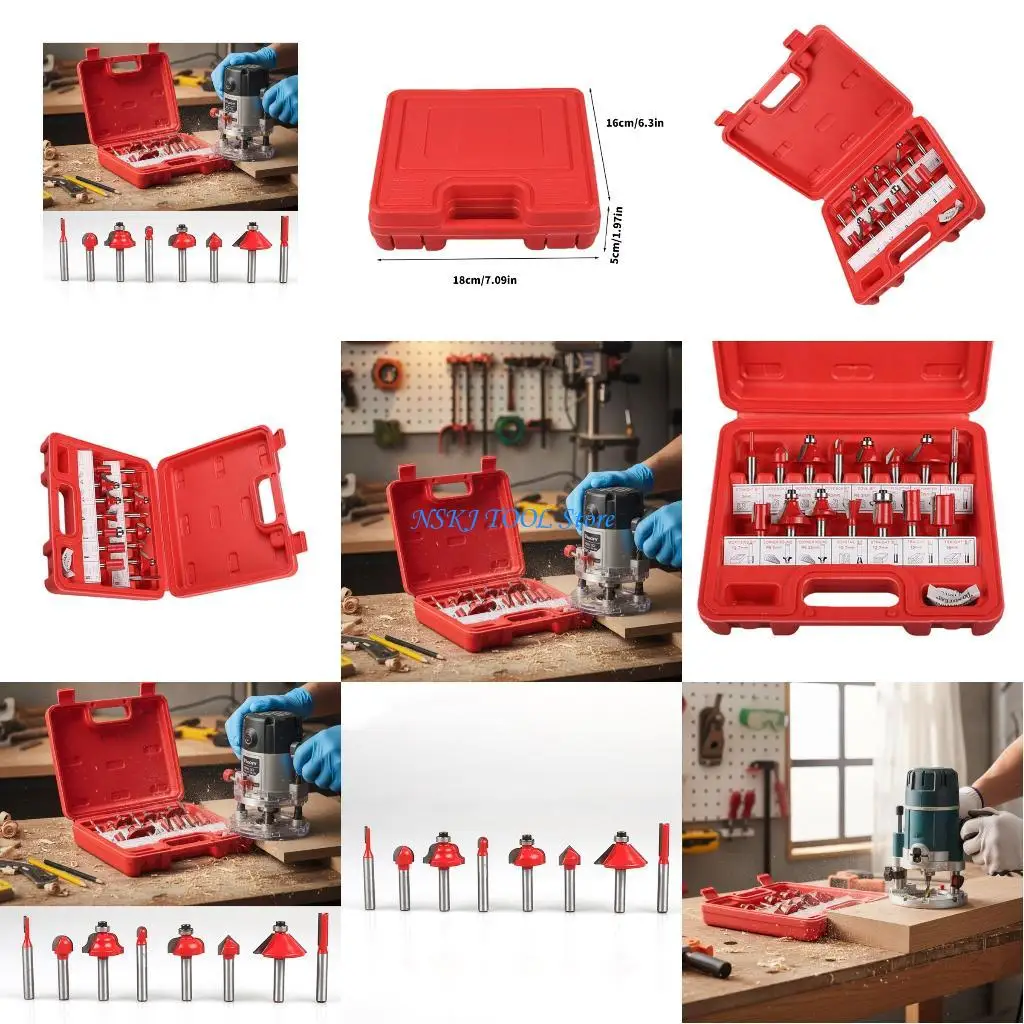 

L8RC 15pcs Industrial Router Bit 1/4 Inch Shank for Rail Stile Projects Crafting