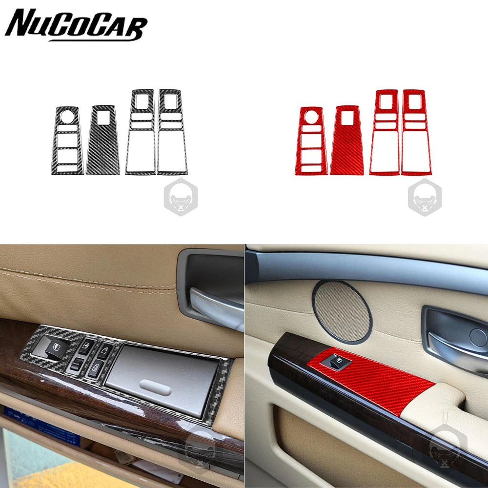 For BMW 7 Series E65 E66 2002-2008 Carbon Fiber Window lift Ashtray Panel Trim Cover Car Interior Accessories Decorative Sticker