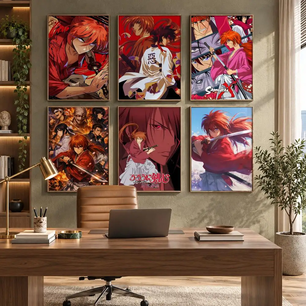 Rurouni Kenshin Cool Anime Decor Poster HD Waterproof Wall Decal for Study, Living Room & Garage, DIY Great Gift for Fans