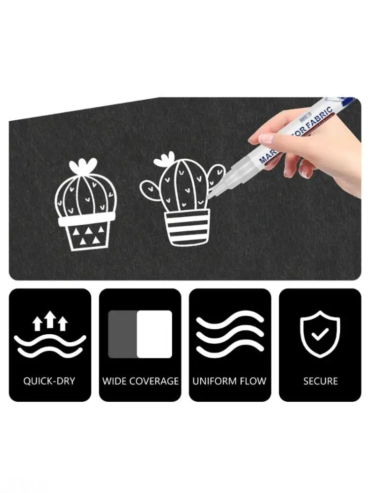 

D08B White Permanent Fabric Marker For Tshirt Bag Shoe Hat Water Resistant Fabric Pen for Drawing on Leather Canvas Jeans