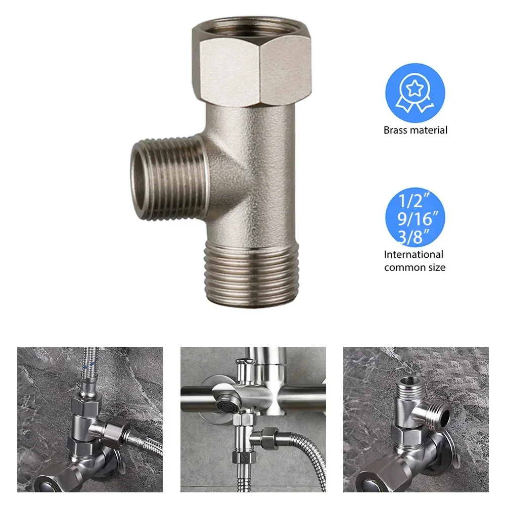 Toaleta przełączający Adapter zawór G1/2 G3/8 G9/16 mosiądz złącze Tee dla Bidet załącznik opryskiwacz łazienka armatura części
