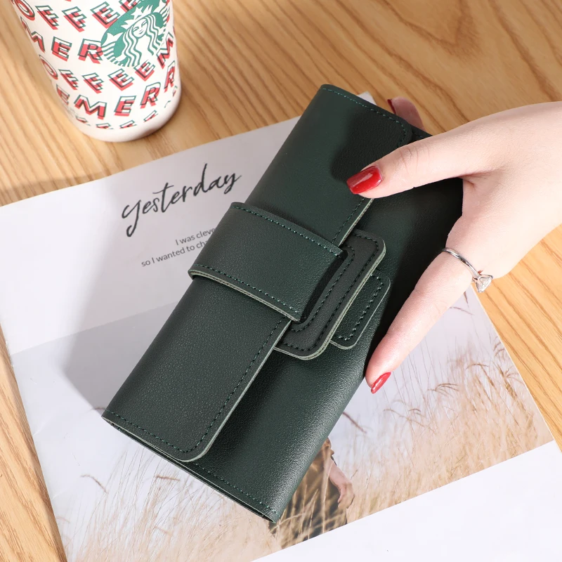 Women\'s Wallet Long Card Holder Tri-fold Flip Cover Korean Style Student Change Bit Multifunctional Wallet