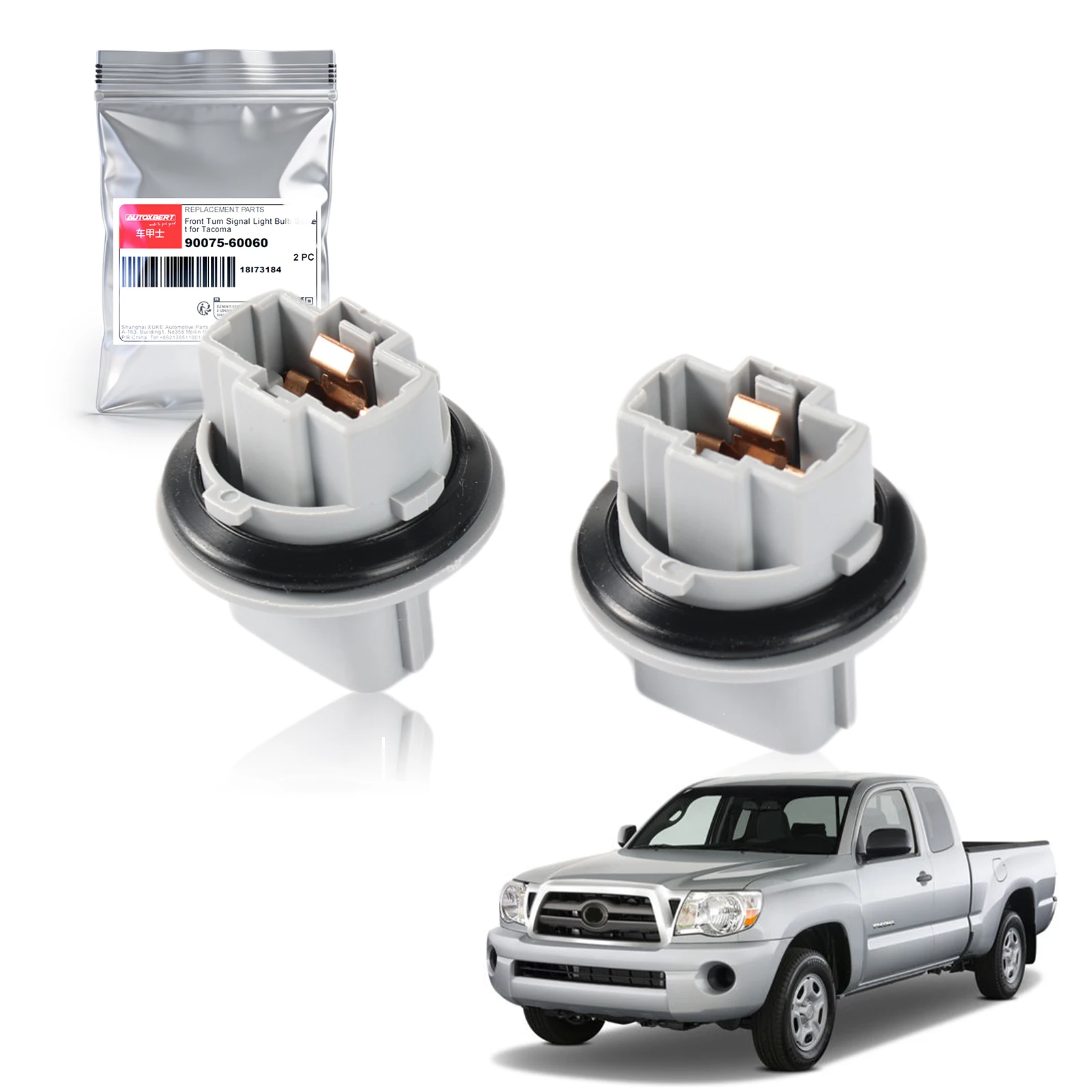 2x Car Front Turn Signal Lamp Bulb Socket Wire Plug Connector For Toyota Tundra 2005-2021 Tacoma 2005-2016 4Runner 90075-60060