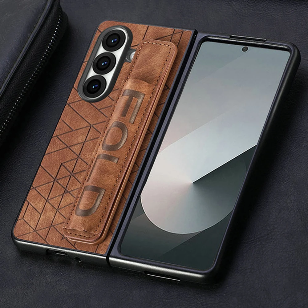 

Для Samsung Galaxy Z Fold 7 5G 2025 Роскошный кожаный ремешок для ручки с держателем для ручек сзади Coque Samsung Z Fold7 ZFold 6 5 4 3 Slim Etui