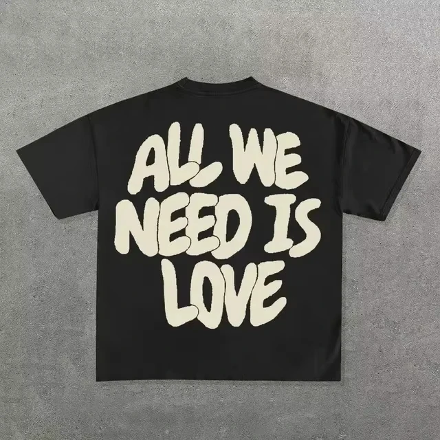 Ins Streetwear Y2k T Shirt Mens Harajuku Hip Hop Graphic Print Casual Cotton Round Neck TShirt Cotton Oversized Unisex Classic