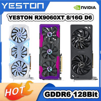 YESTON RX9060 XT 16G D6 Game Master ACE OC Graphic Card 9060XT 8G 16G GDDR6 128bit 2620MHz 4NM Video Card Gaming Desktop AMD GPU