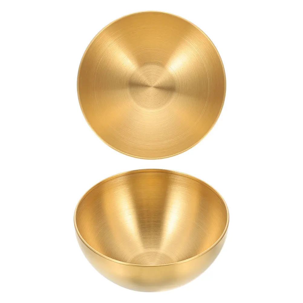 

2pcs Stainless Steel Fruit Reusable Serving For Salad Dessert Snack Household Kitchen Use Multi-Function Food Bowl Noodle Bowl