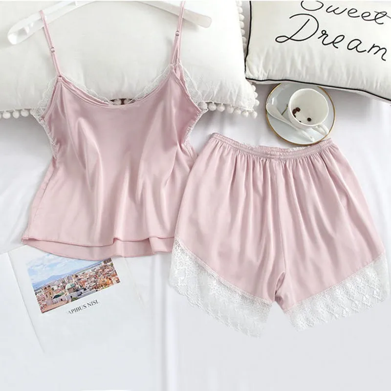 Sleepwear Simulation Silk Two-Piece Set Large Size Loose Comfortable Breathable Home Underwear Nightgowns