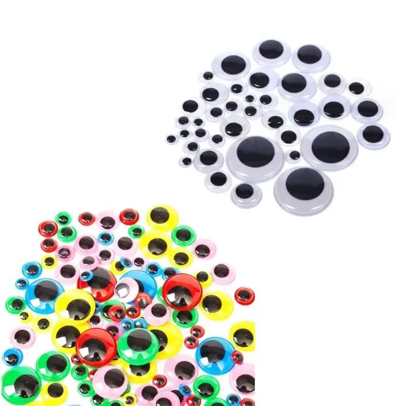 E8BD 200Pieces Wiggle Googly Eyes with Adhesive Assorted Size Wobbly Eyes