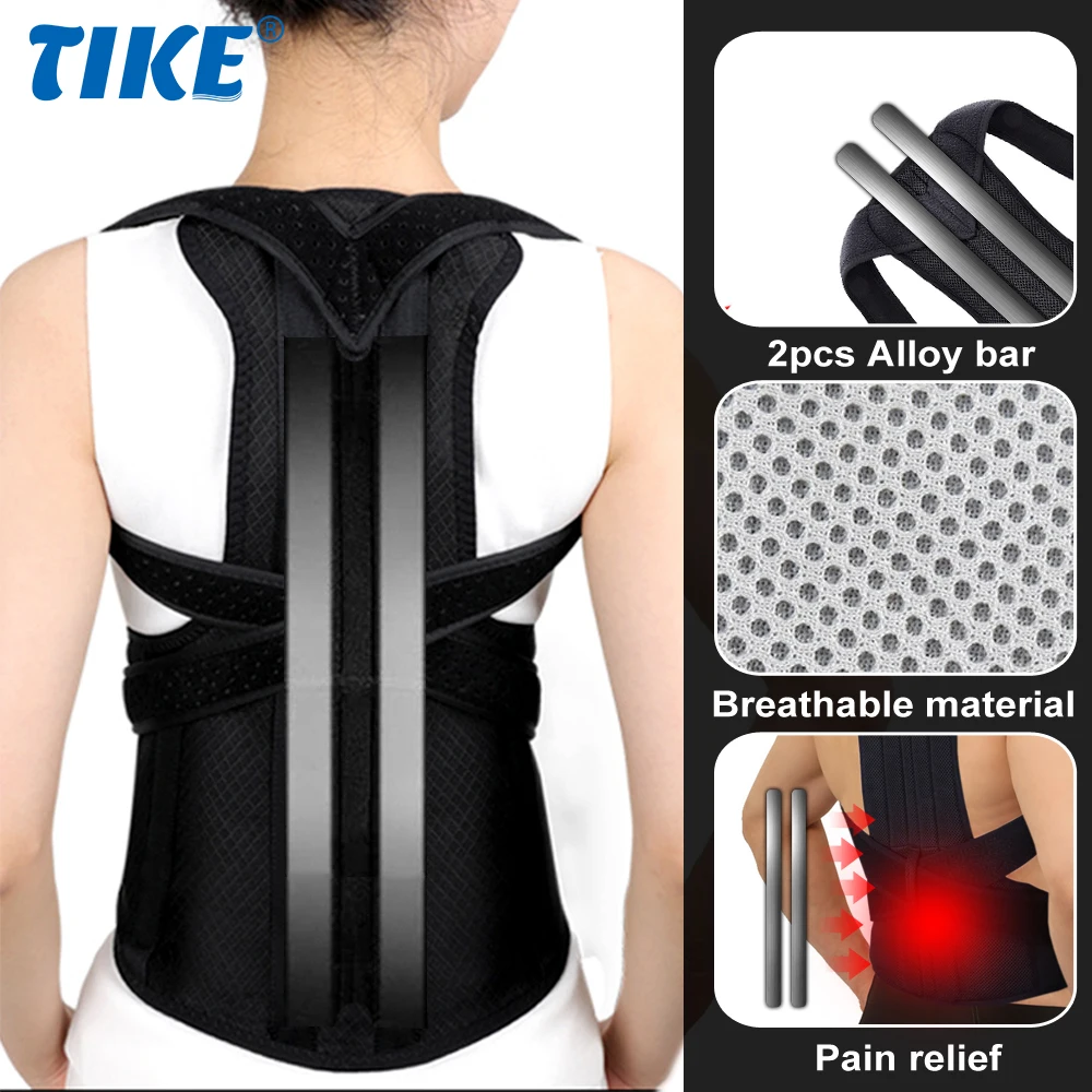 TIKE Alloy Posture Corrector Scoliosis Back Brace Spine Corset Shoulder Therapy Support Posture Correction Belt Orthopedic Back