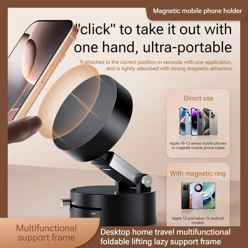 2025 Vacuum Double Side Magnetic Suction Cup Holder Foldable Kitchen Lazy Phone Bracket Car Holder For iPhone Xiaomi Smartphone