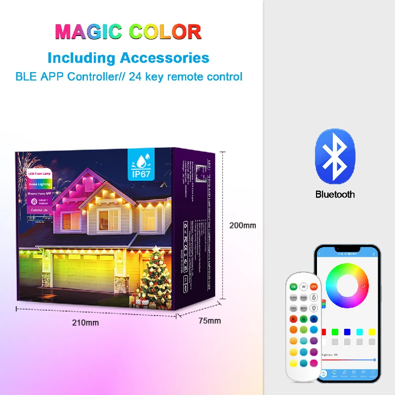 Bluetooth Eave Light String Outdoor Eave Light Colorful Eave Light LED Waterproof Eave Light RGBIC Eave Light Decor Product