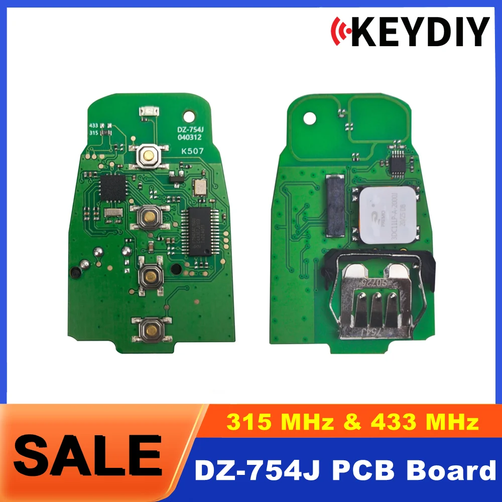 

Печатная плата KEYDIY DZ-754J поддерживает 315 МГц и 433 МГц.