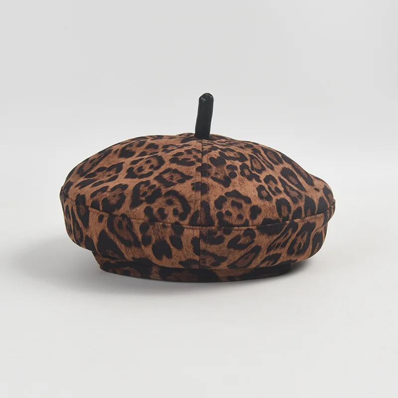 USPOP Autumn Winter New Leopard Print Beret Hat for Women Fashion Retro Suede Hat