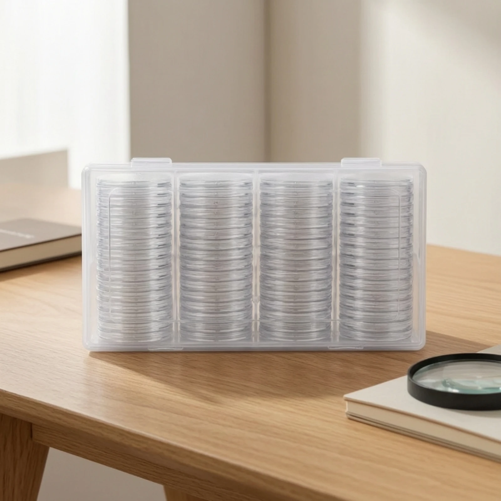 60 Pieces Coin Holder Capsule with Storage Case High-Clarity Collectible Coin Holder Capsule Set with Pad Long-Lasting Compact