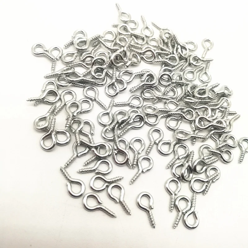 100 Pcs 8/10mm Eye Hook Screw Pins Gold/Silver Plated Clasp DIY Jewelry Finding