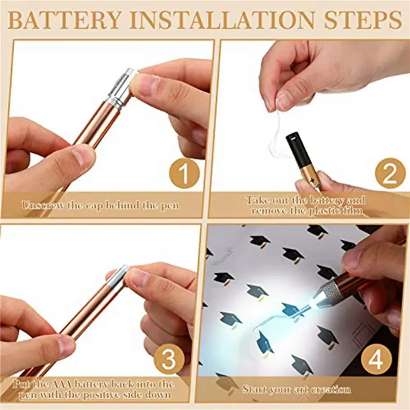 ABUH-6 Pcs Weeding Tools For Vinyl With LED Light Set Pin Pen Weeding Tool Weeding Pen Craft Tweezers Pin Tools