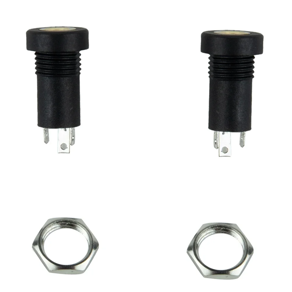 3.5MM Audio Jacks Adapter Audio 2.1x1cm 3 Pole Black Chassis Gold Over Nickel Jacks Panel Plastic Stereo 2 Pcs