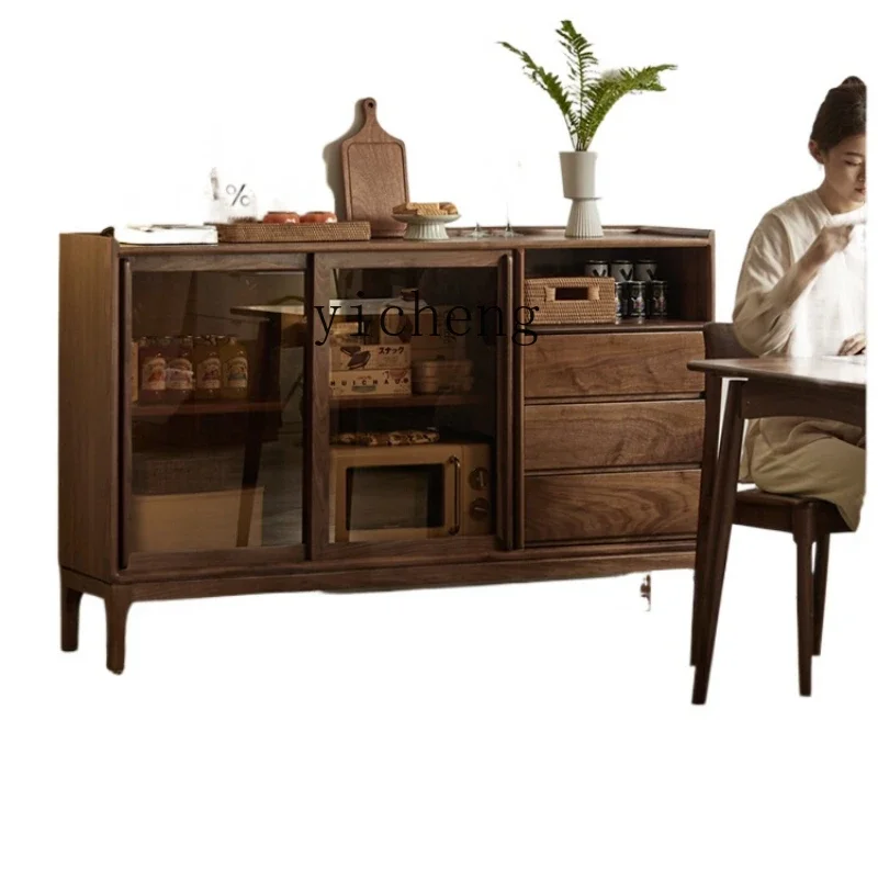 

Black Walnut Solid Wood Storage Cabinet Tea Wall Home