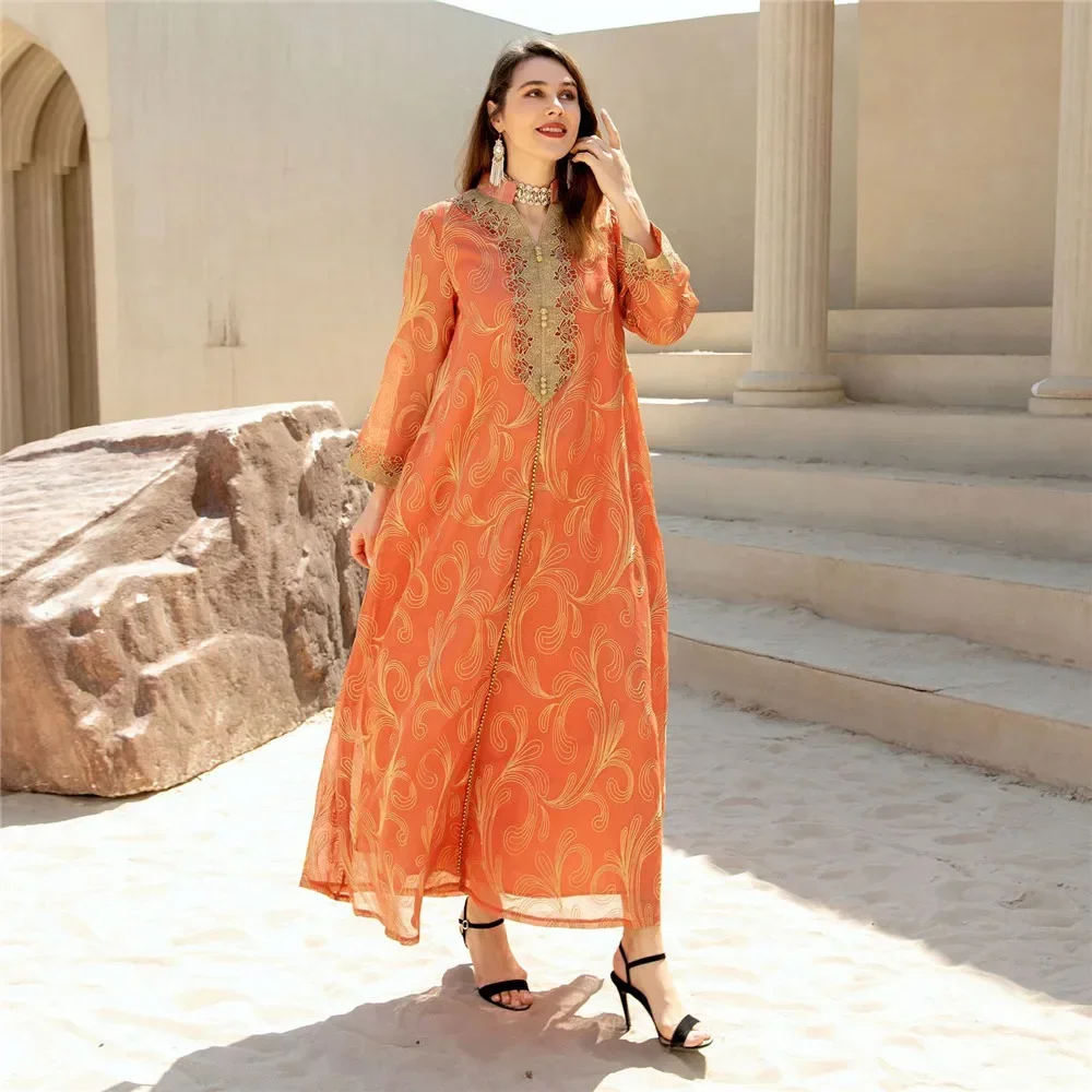 Robes de soirée Eid pour femmes broderie Marocain caftan Ramadan Djellaba robe musulmane dubaï turc Abaya islamique Jalabiya Abayas