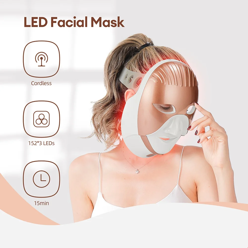 Facial LED Mask 8 Color LED Therapy LED Facial Mask Anti Aging Rejuvenation Brighten Face Neck Care Machine