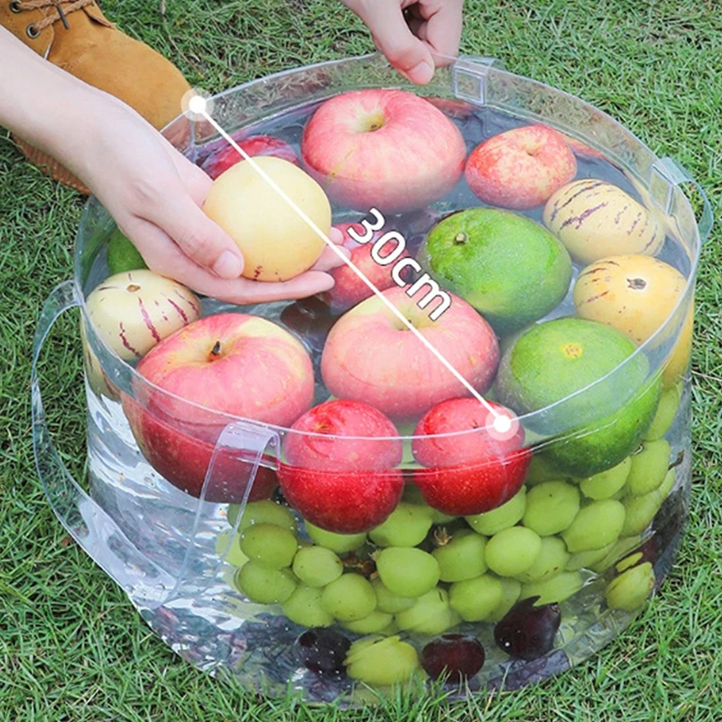 .New Sale.1PC Transparent Folding Basin Portable Collapsible Bucket Large Capacity Water Container For Camping Hiking Outdoor