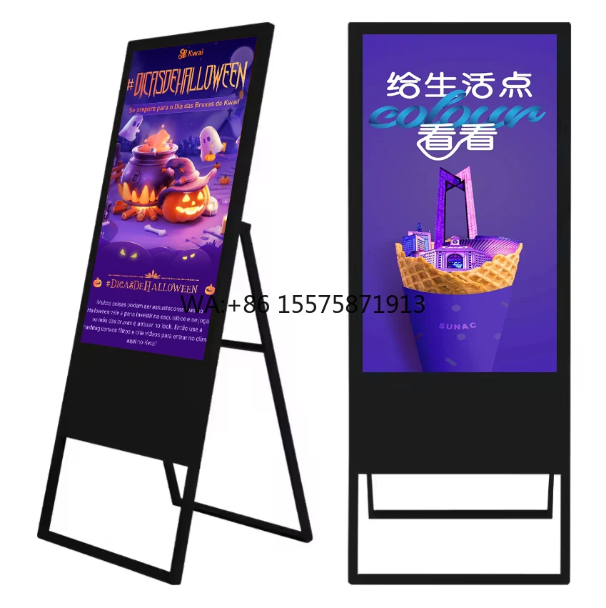 43 Inch Indoor Waterproof Android Foldable Portable Advertising Battery Powered Digital Signage Lcd Poster Screen Display