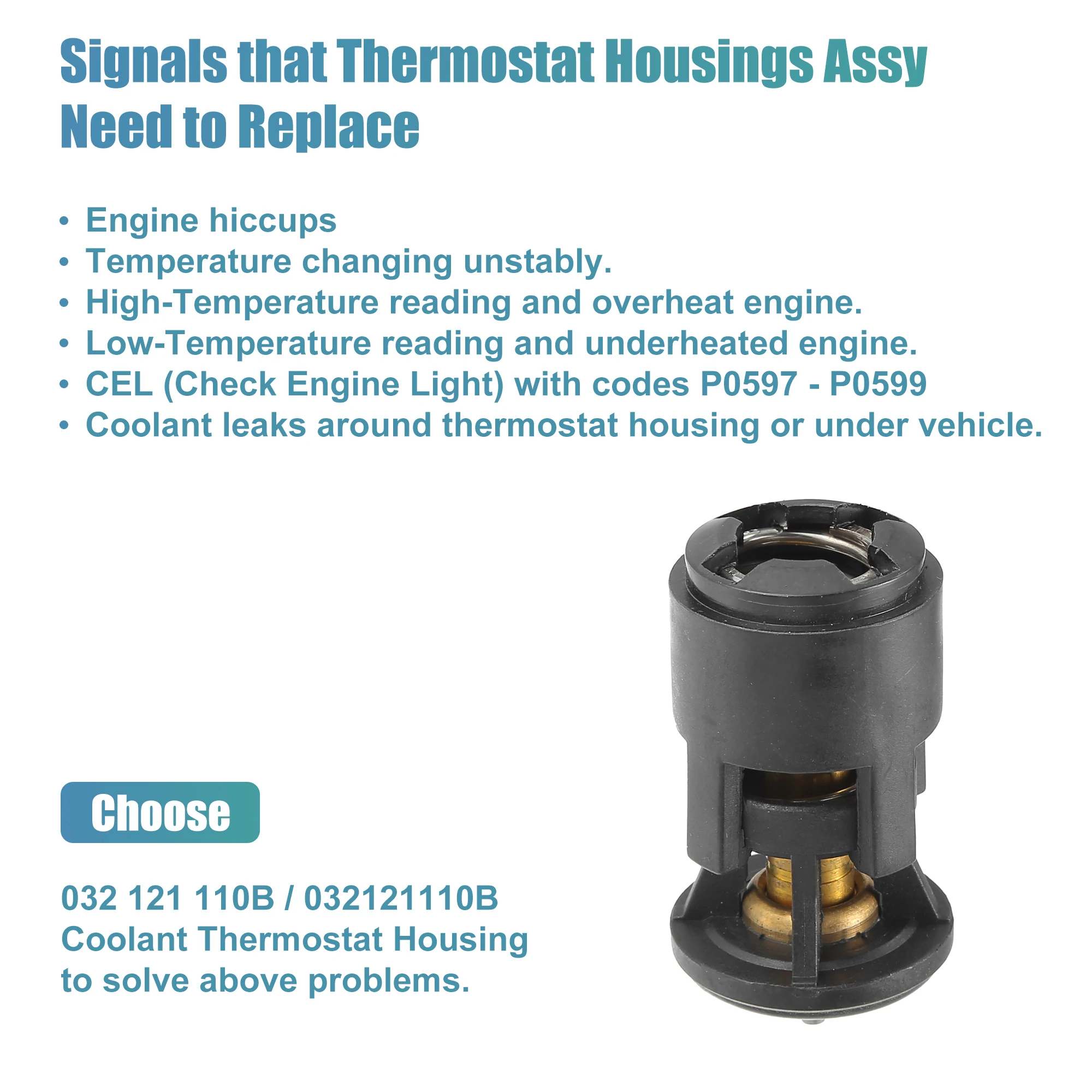 مجموعة منظم حرارة سائل تبريد السيارة X Autohaux ، 032121110B لفولكس فاجن ، فينتو ، خنفساء ، لوبو ، بولو ، علبة ، جولف ، بورا ، فوكس ،- #6