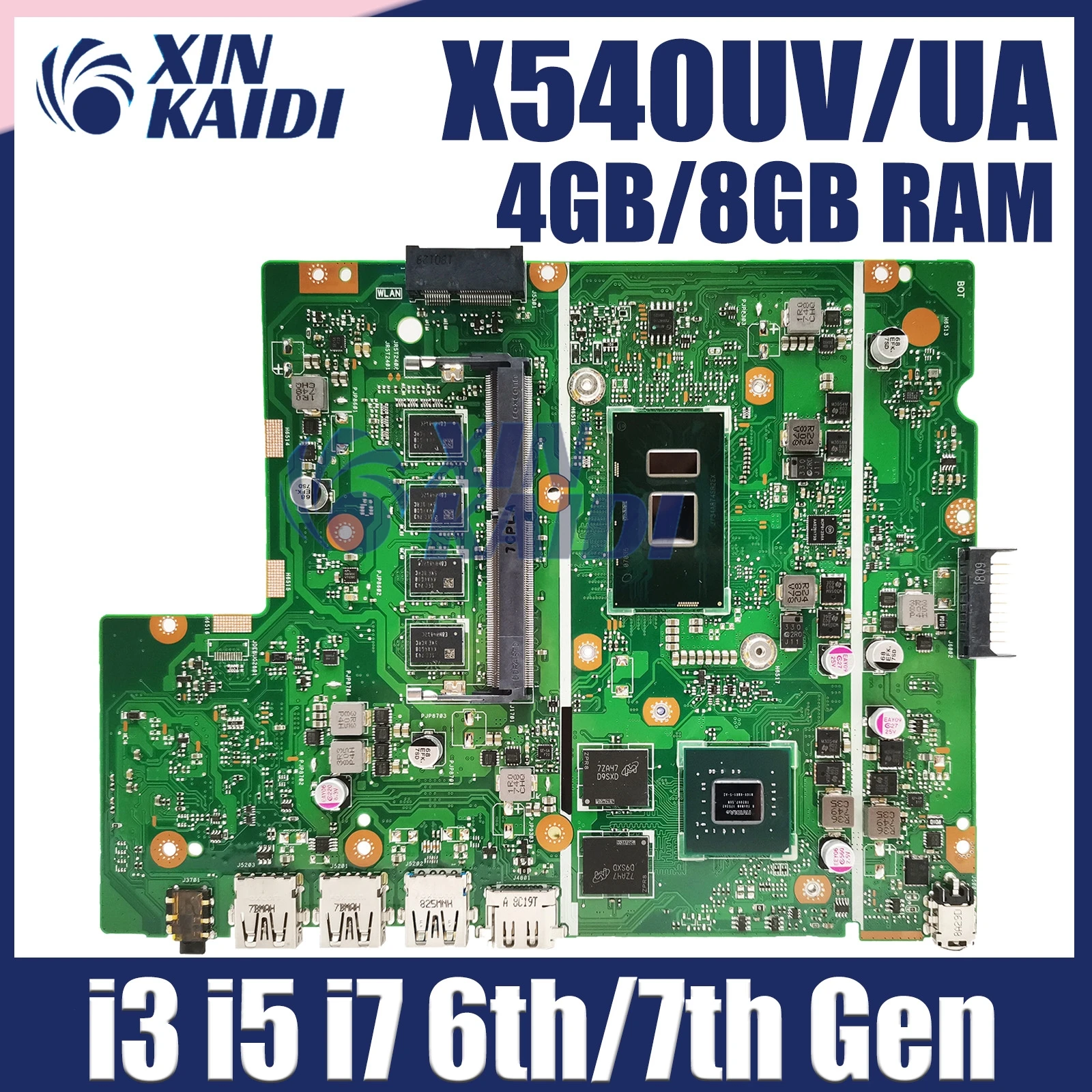 

X540UA Mainboard For ASUS Vivobook15 A540L X540UV X540UB X540 X540UBR Laptop Motherboard 4GB/8GB-RAM I3 I5 I7-6th/7th Gen