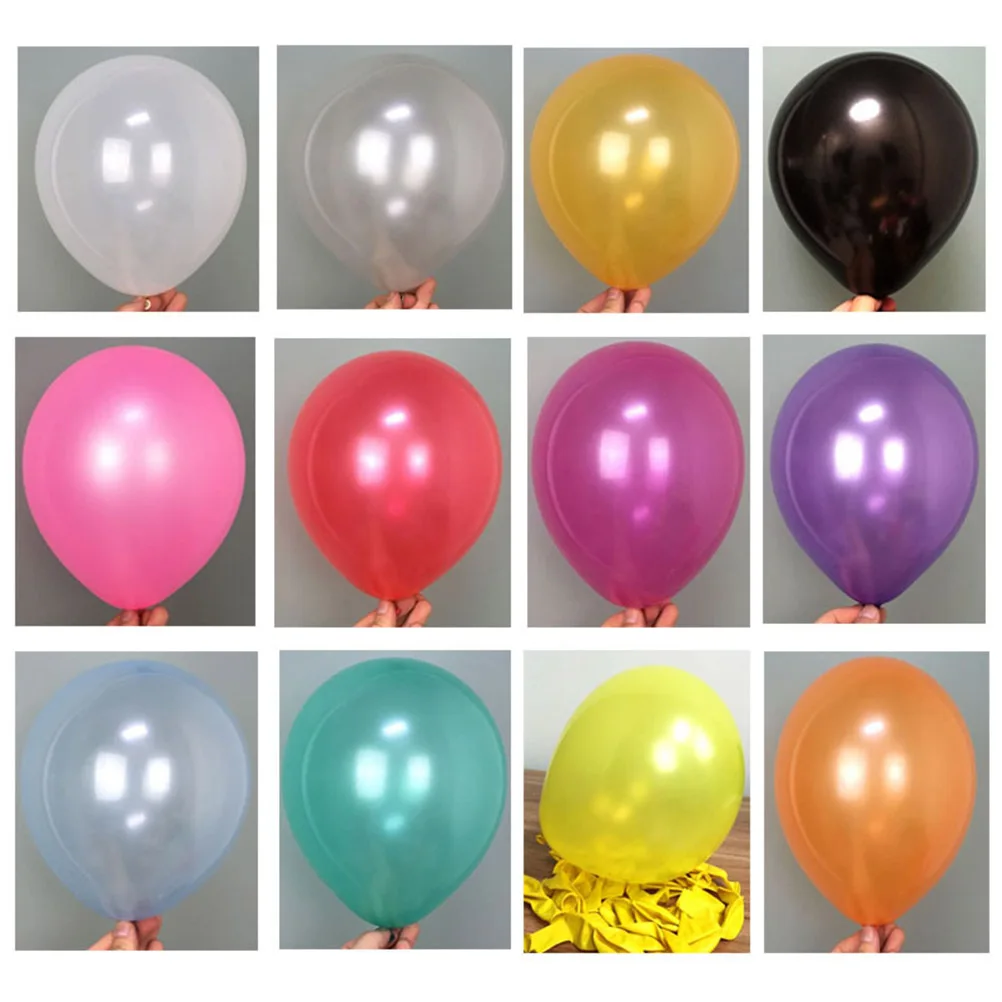 

100Pcs 10 Inch Shiny Pearlescent Metallic Latex Balloons Birthday Party Decoration Assorted Color Shiny Balloons