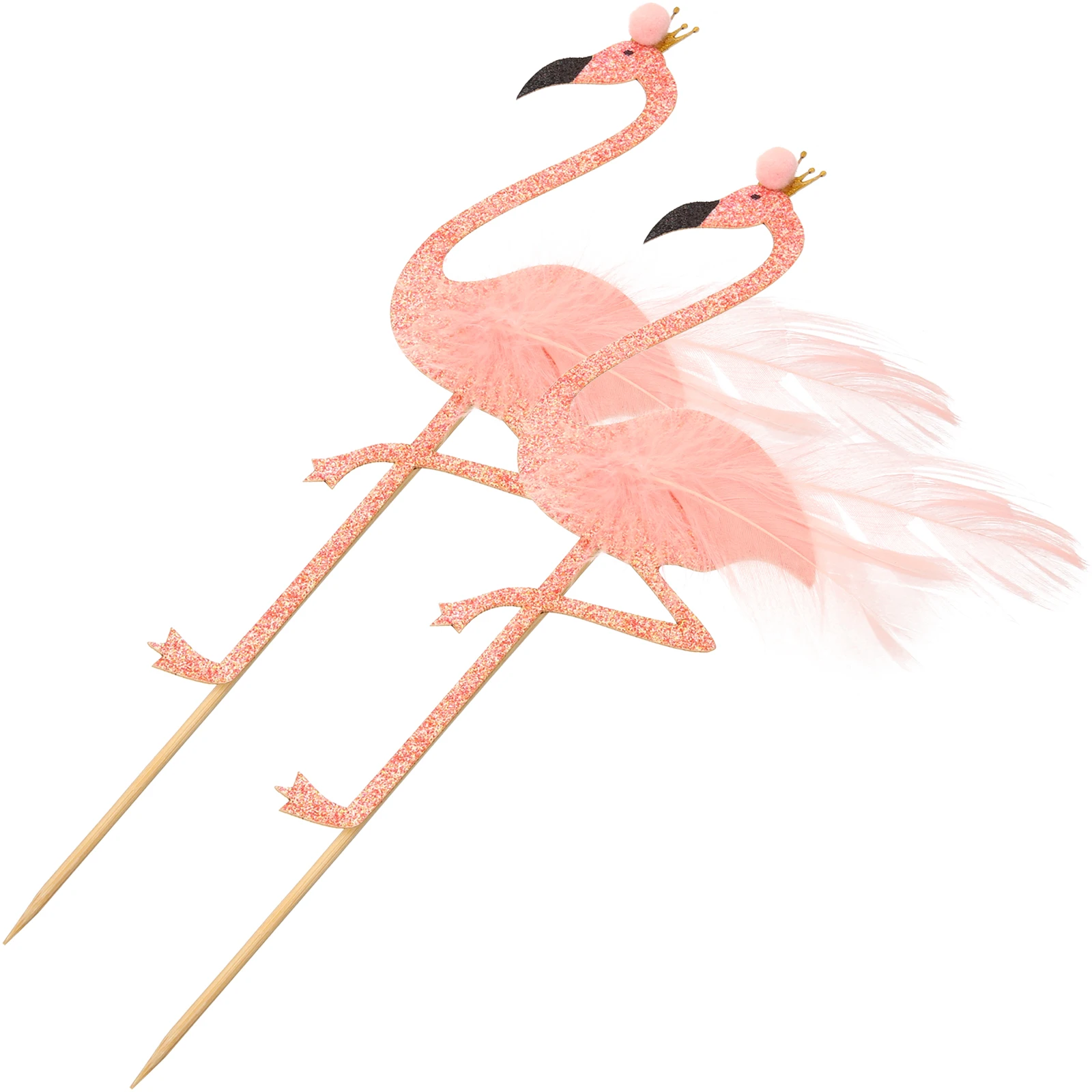

2pcs Cake Decorations Pink Flamingo Card Baby nament Cupcake Paper Topper Child Girls Birthday Wedding Graduation Party Cake