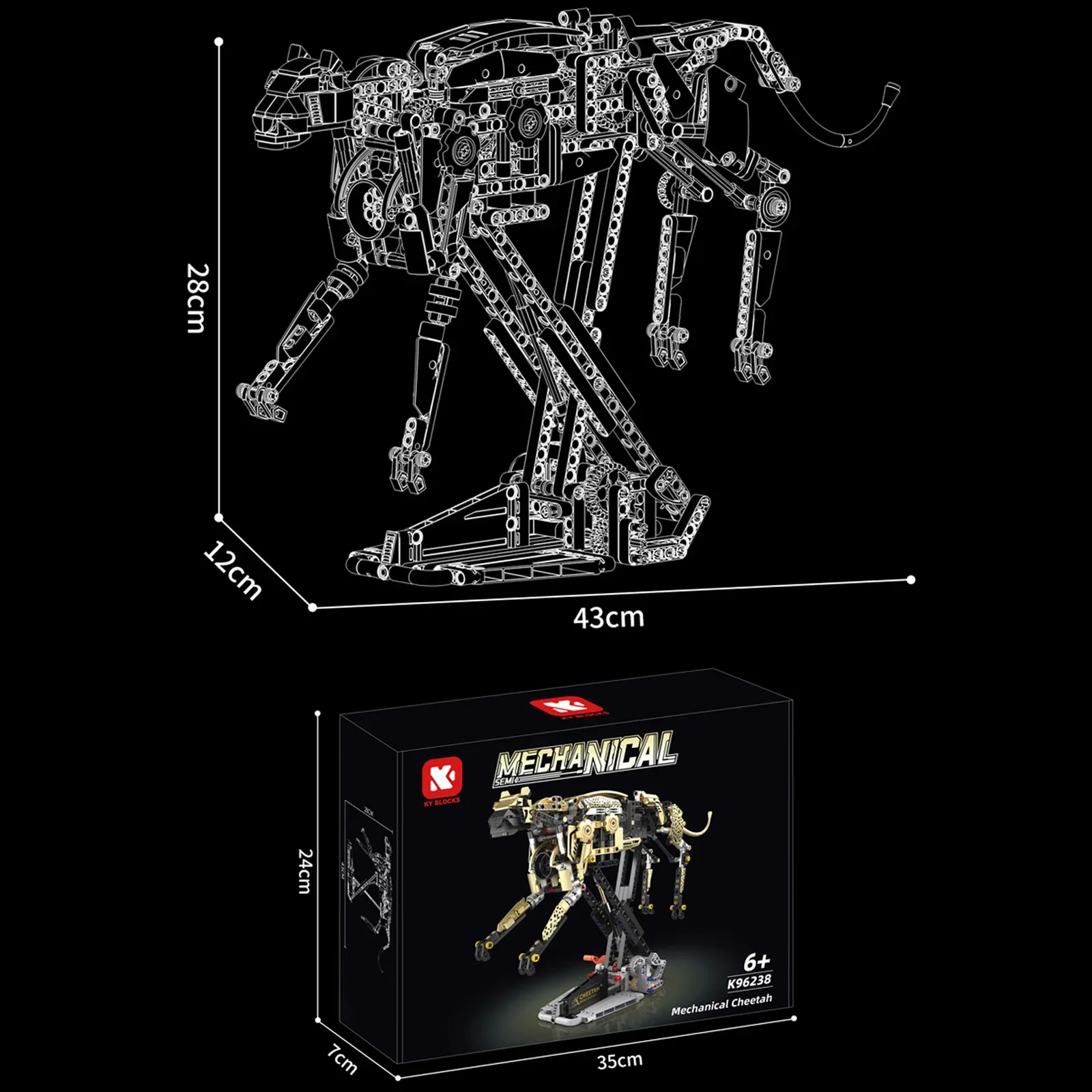 ตัวต่อเชีทีห์กลไก 700 ชิ้น แบบจำลองสัตว์ ข้อต่อเชื่อมต่อ ของตกแต่ง ของเล่นประกอบสร้างสรรค์ ของขวัญวันหยุดสำหรับเด็กผู้ชาย