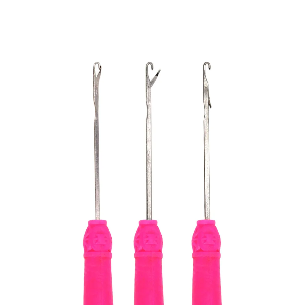 Dreadlock Crochet Hooks with Pink Plastic Grip and Green Wood Like Handle Hair Extension Tool Heavy Duty Non Tangle for Party