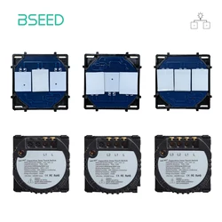 BSEED la Base de 1/2/3 entradas interruptor de luz de pared de 2 vías piezas de interruptor de Sensor táctil 110-240V sin Panel retroiluminación azul encendido apagado