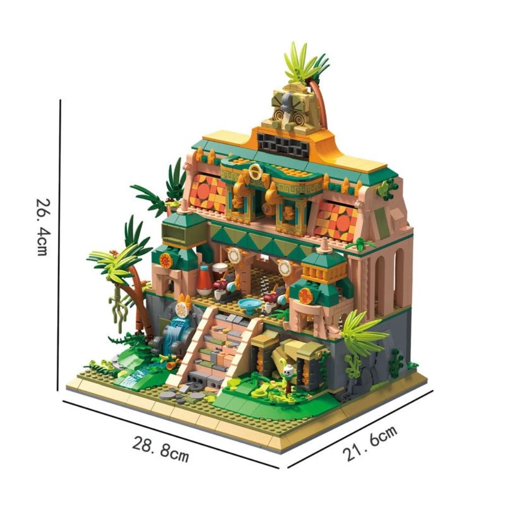 MOC-Juego de bloques de construcción del templo perdido del desierto griego antiguo, arquitectura de aventura maya, juguetes DIY para niños, regalo de cumpleaños y vacaciones