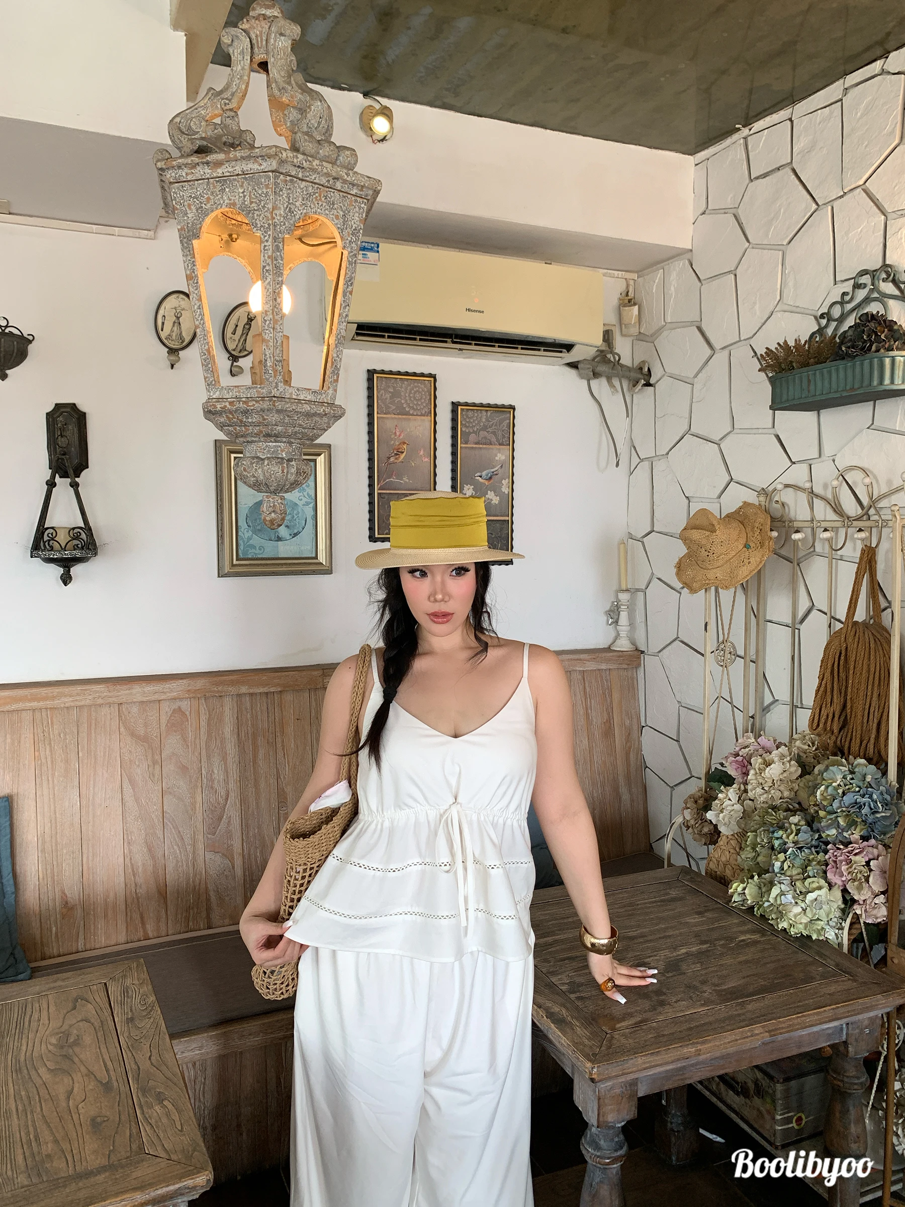 

Boolibyoo Lightweight Drapey Wide Leg Denim Look Two Piece Set Casual Pants V Neck Sleeveless Women's Fashion Spring Outfit