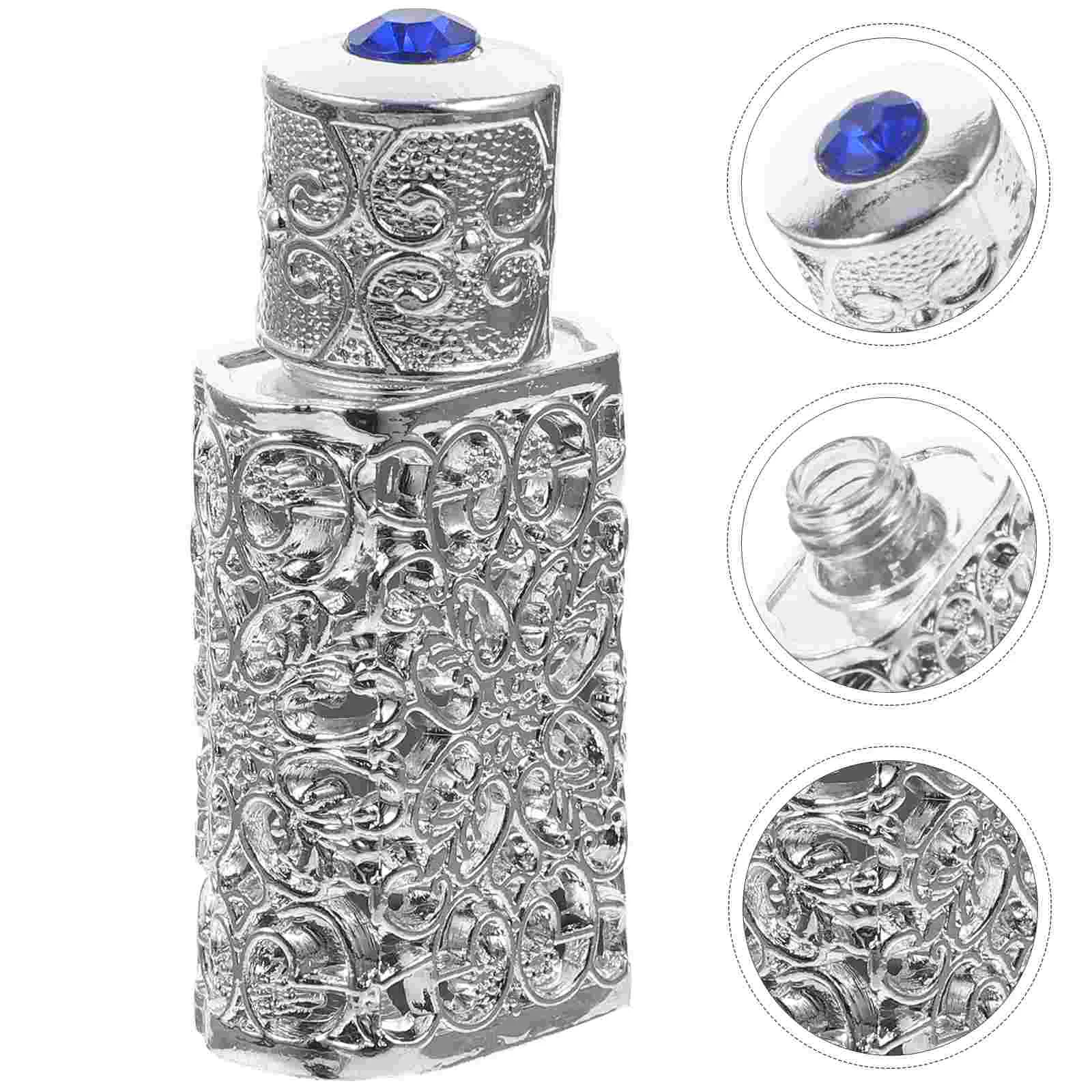 Perfume Bottle Essence Mini Scent Glass Aroma Middle Eastern Containers Alloy Essential Oil Holder Perfumes for Men